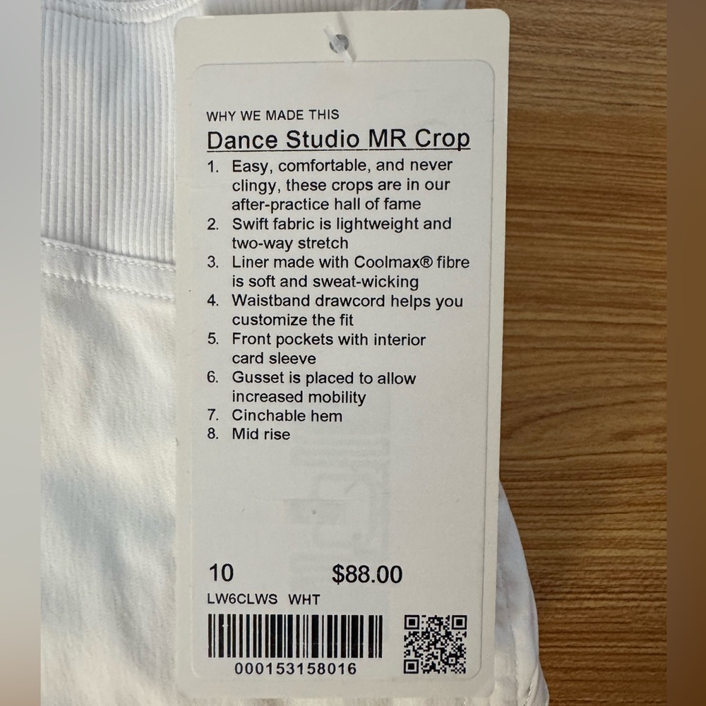 Lululemon Dance Studio MR Crop Size: 10 in White - Picture 9 of 10